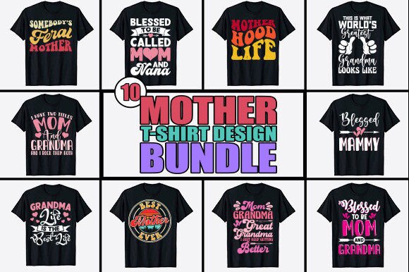 Funny Mother's Day T-shirt Design Bundle
