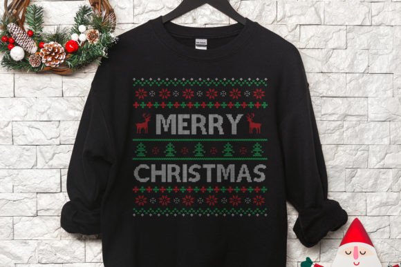 Merry Christmas Ugly Sweater Design: A Festive Graphic Asset