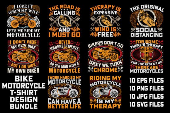 Motorcycle T-Shirt Design Bundle: High-Quality Graphics for Creators