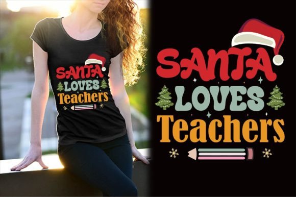 Santa Loves Teachers: Festive Retro Design for Educators