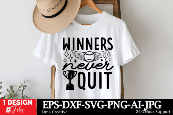 Winners Never Quit SVG Design: A Motivational Asset